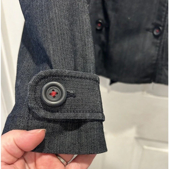 ANN TAYLOR LOFT Double Breasted Lined Denim Jacket Sz M Medium‎ - Picture 2 of 7